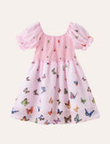 Toddler Girl Full Print Butterfly Short Sleeves Dress - CCMOM