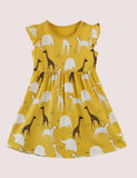 Toddler Girl Giraffe Appliqu¡§| Flutter-sleeve Dress - CCMOM
