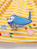 Toddler Girl Magpie Appliqu¡§| Striped High Waist Dress - CCMOM