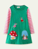 Toddler Girl Mushroom Appliqu¡§| Long Sleeve Casual Dress