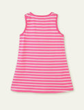Toddler Girl Owl Appliqu¡§| Striped Sleeveless Dress - CCMOM
