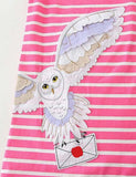 Toddler Girl Owl Appliqu¡§| Striped Sleeveless Dress - CCMOM
