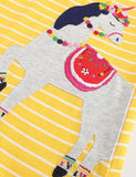 Toddler Girl Pony Appliqu¡§| Striped Sleeveless Dress - CCMOM