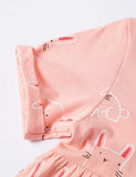 Toddler Girl Rabbit Print Short Sleeves 100% Cotton Dress - CCMOM