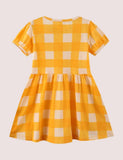 Toddler Girl Rainbow Embroidered Plaid Splice Dress - CCMOM