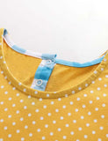 Toddler Girl Rainbow Plaid Appliqu¡§| Splicing Polka Dots Short Sleeves Dress - CCMOM