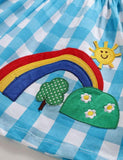 Toddler Girl Rainbow Plaid Appliqu¡§| Splicing Polka Dots Short Sleeves Dress - CCMOM