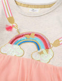 Toddler Girl Rainbow Sequin Gauze Long Sleeve Splicing Mesh Dress - CCMOM