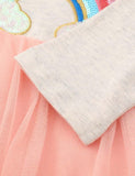 Toddler Girl Rainbow Sequin Gauze Long Sleeve Splicing Mesh Dress - CCMOM
