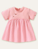 Toddler Girl Ruffle Collar Short Sleeves Splice Dress - CCMOM
