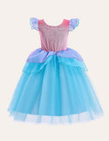 Toddler Girl Sequins Design Mermaid Mesh Flutter-sleeve Party Dress - CCMOM