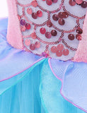 Toddler Girl Sequins Design Mermaid Mesh Flutter-sleeve Party Dress - CCMOM
