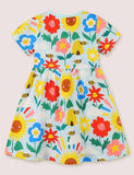 Toddler Girl Sunflower Print Short Sleeves Splice Dress - CCMOM