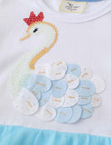 Toddler Girl Swan Appliqu¡§| Long Sleeve Splice Dress - CCMOM