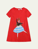 Toddler Girl Turtle Appliqu¡§| Short-Sleeved Striped Dress - CCMOM