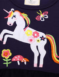 Toddler Girl Unicorn Appliqu¡§| Flutter-sleeve Mesh Splice Dress - CCMOM