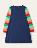 Toddler Girl Unicorn Appliqu¡§| Long Sleeve Dress - CCMOM