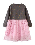 Toddler Girl Unicorn Appliqu¡§| Long Sleeve Mesh Splice Dress - CCMOM