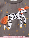 Toddler Girl Unicorn Appliqu¡§| Long Sleeve Mesh Splice Dress - CCMOM