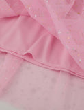 Toddler Girl Unicorn Applique Short Sleeves Mesh Splice Dress - CCMOM