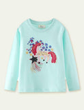 Toddler Girl Unicorn Embroidered Long-Sleeve Casual Shirt - CCMOM