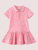 Toddler Girl Unicorn Full Printed Lapel Collar Button Polo Dress - CCMOM