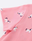 Toddler Girl Unicorn Full Printed Lapel Collar Button Polo Dress - CCMOM