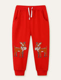 Toddler Kid Deer Floral Appliqu¡§| Sweatpants - CCMOM