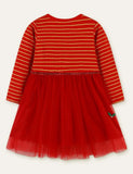 Toddler Kid Girl Deer Appliqu¡§| Flower Embroidered Mesh Long Sleeves Dress - CCMOM