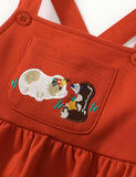Toddler Kid Girl Guinea Pig Embroidered Strap Dress + Apple Full Printed T-shirt - CCMOM