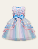 Toddler Kid Girl Rose Dream Bowknot Mesh Party Dress - CCMOM