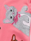 Toddler Kid Highland Green Cats Appliqu¡§| Sweatshirt Casual Dress - CCMOM