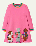 Toddler Kid Highland Green Cats Appliqu¡§| Sweatshirt Casual Dress - CCMOM