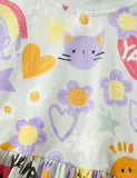 Toddler Kid Rainbow Cartoon Full Printed Long Sleeve Dress - CCMOM
