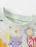 Toddler Kid Rainbow Cartoon Full Printed Long Sleeve Dress - CCMOM