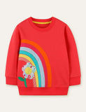 Toddler Kid Rainbow Flower Appliqu¡§| Pull Over Sweatshirt - CCMOM