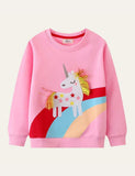 Toddler Kid Rainbow Unicorn Crew Neck Pull Over Sweatshirt - CCMOM