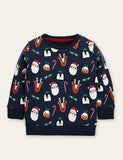 Toddler Santa Elk Candy Printed Pull Over Sweatshirt - CCMOM