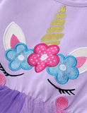 Toddler Unicorn Appliqu¡§| Rainbow Mesh Long Sleeves Princess Dress - CCMOM