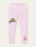 Toddler Unicorn Rainbow Appliqu¡§| Leggings - CCMOM