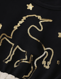 Toddler Unicorn Sequined Embroidered Long Sleeves Mesh Dress - CCMOM