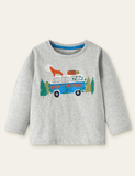 Travel Bus Printed Long-Sleeved T-shirt - CCMOM