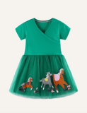 Tulle short sleeve dress for girls - CCMOM