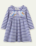 Two Birds Appliqu¡§| Striped Dress - CCMOM
