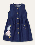 Unicorn Appliqu¡§| Denim Dress - CCMOM