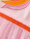 Unicorn Appliqu¡§| Embroidered Mesh Dress - CCMOM
