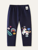 Unicorn Appliqu¡§| Flower Embroidered Leggings - CCMOM