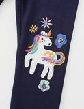 Unicorn Appliqu¡§| Flower Embroidered Leggings - CCMOM