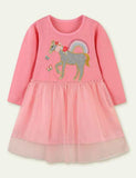 Unicorn Appliqu¡§| Long Sleeve Dress - CCMOM