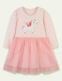 Unicorn Appliqu¡§| Long Sleeve Dress - CCMOM